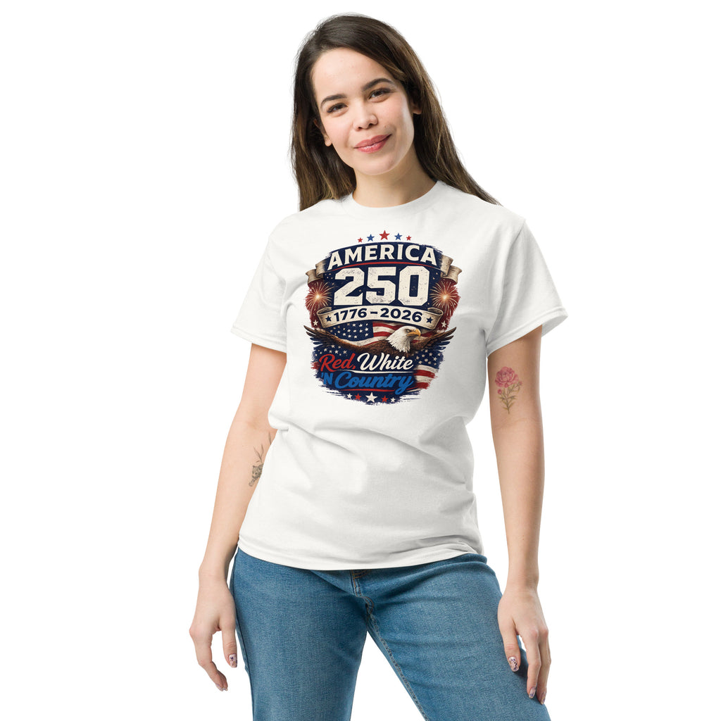 America 250 (1776 – 2026) Red, White ’N Country Unisex Tee